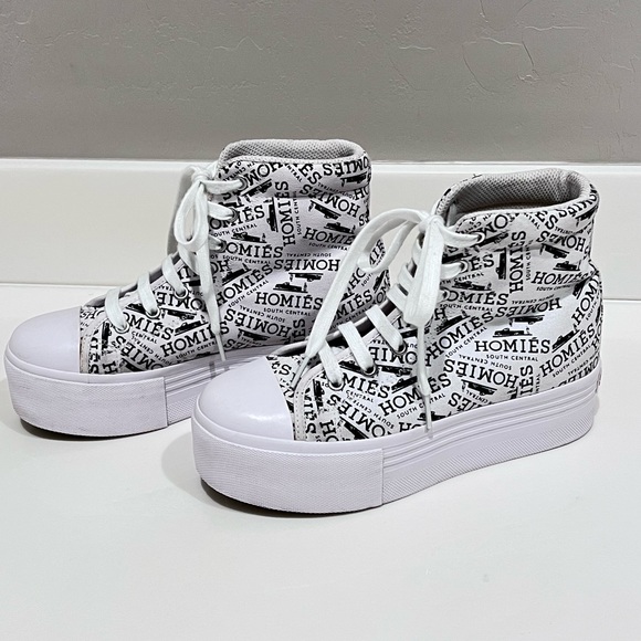 Brian Lichtenberg BLTEE Homies Platform Printed Canvas Hightop Sneakers - Size 7 - Picture 6 of 12